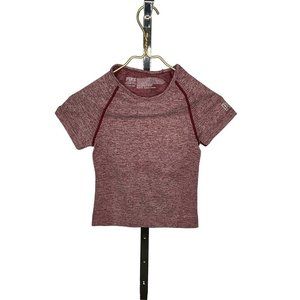 PINK By Victorias Secret Dark Red Crop Workout T Shirt Size S “ See Measurements